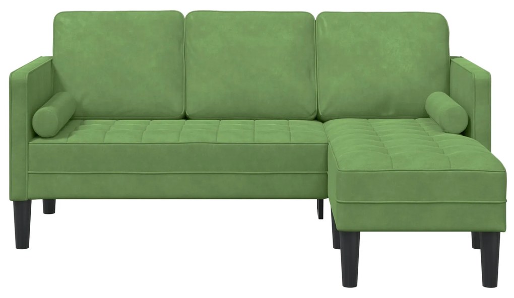 Sofá de 3 lugares com chaise L-Shape Verde Claro 160 cm Veludo