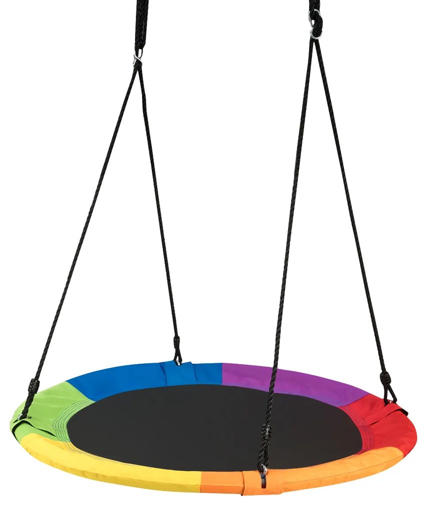 Baloiço redondo para crianças 150kg Diâmetro 100cm Altura Ajustável com Acessórios para Jardim Exterior Multicor