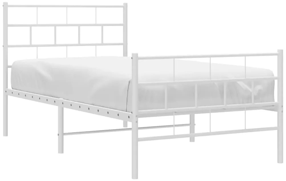 Estrutura de cama com cabeceira e pés 107x203 cm metal branco