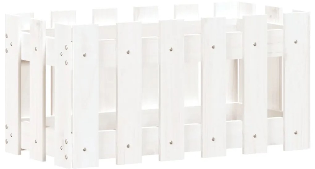 Vaso de jardim c/ design cerca 60x30x30 cm pinho maciço branco