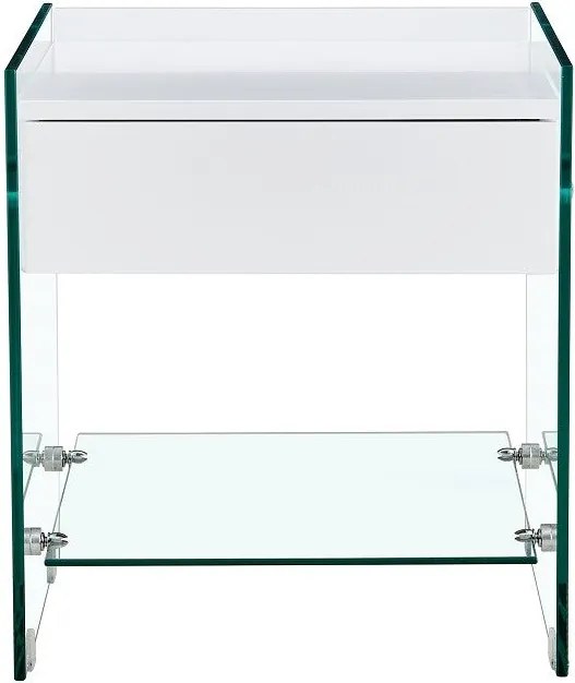 Mesa de Cabeceira DARLING – 45x45x50 cm – Vidro Temperado Transparente