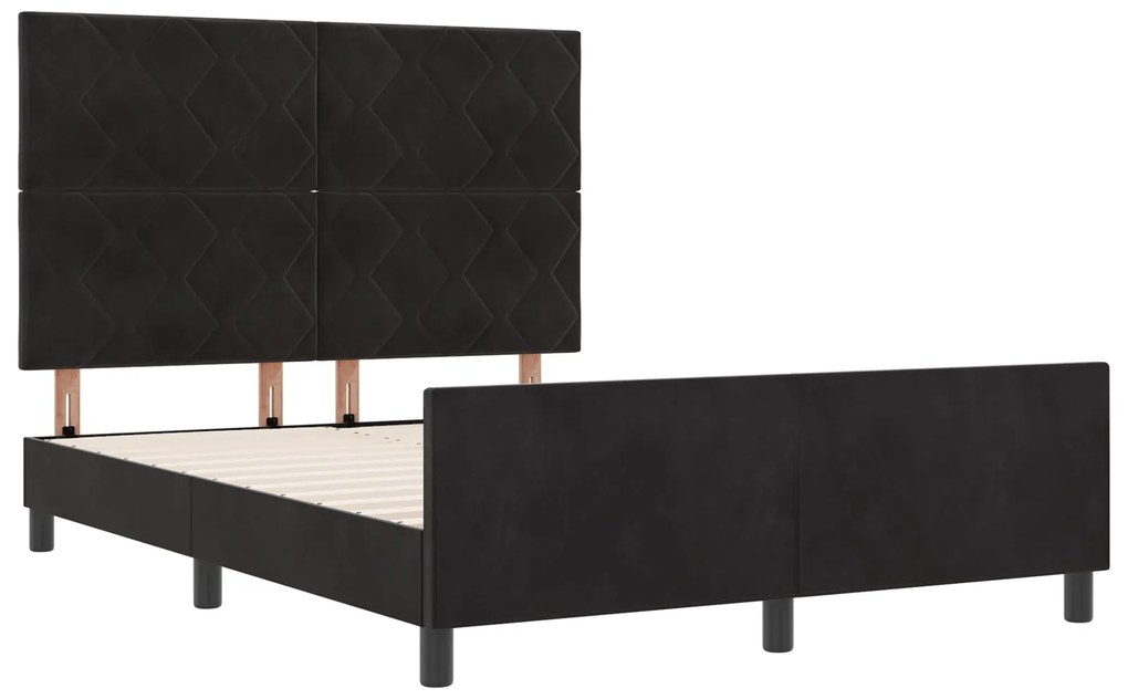 Cama vidaXL Preta 140x200 cm Veludo
