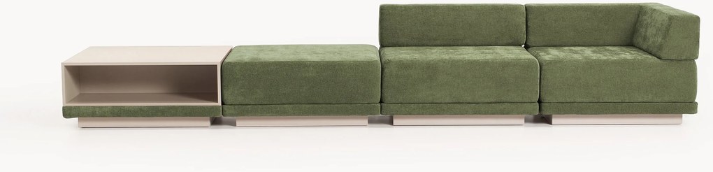 Sofá modular Colin (4 lugares) com mesa de centro e pufe