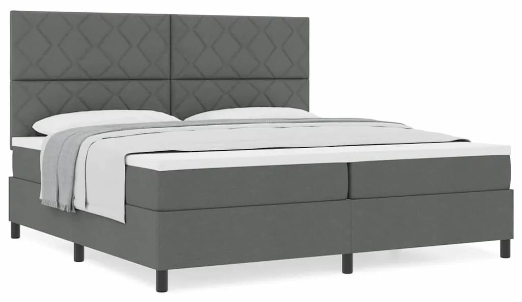 Cama Box Spring com Colchão Cinza Escuro 200x200 cm Tecido
