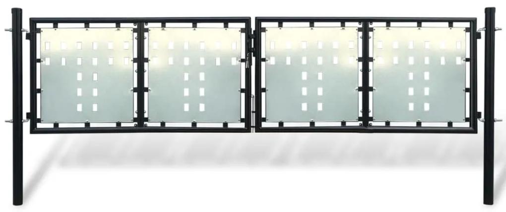 Portão de cerca com porta única 300x150 cm preto