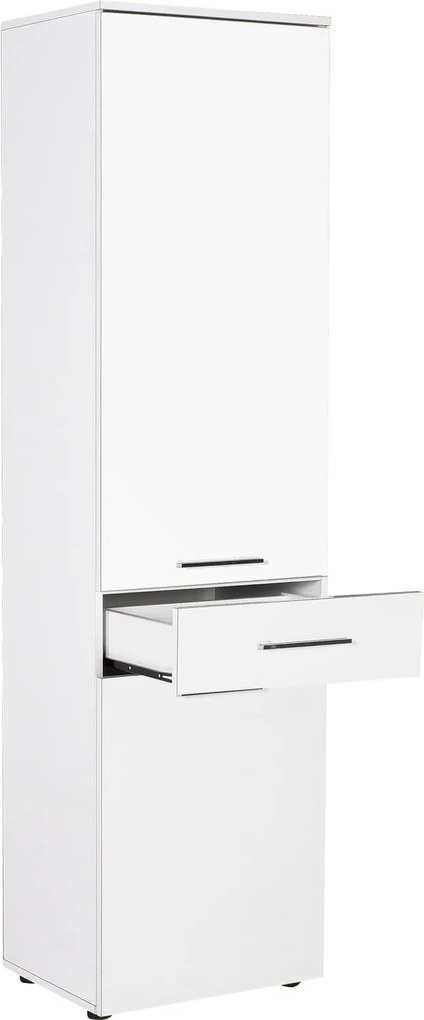 Armário Multiusos com Cesto "Wanna" - Branco - 52x187x38 cm - Design M