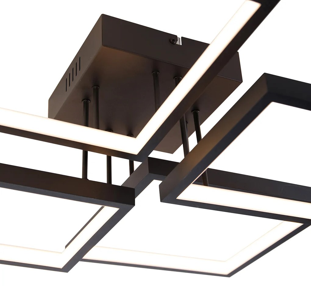 Candeeiro de teto preto com LED regulável em 3 níveis 4 luzes - Lejo