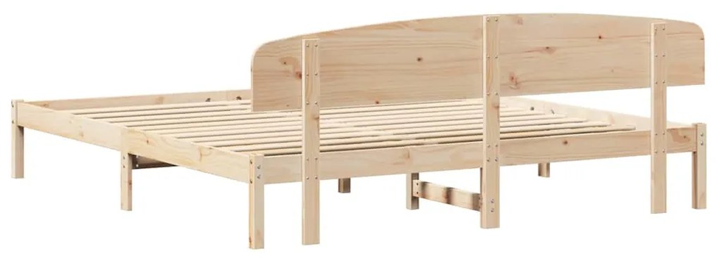 Estrado de Cama com Cabeceira 180x200 cm Madeira Maciça de Pinho