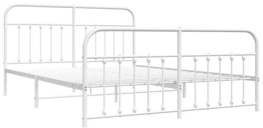 Estrutura de cama com cabeceira e pés 183x213 cm metal branco