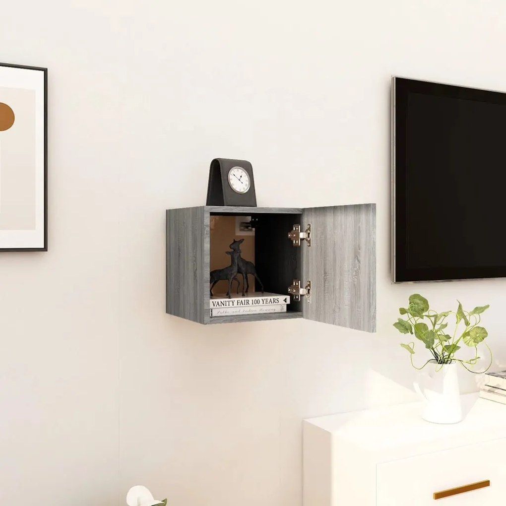 vidaXL Móvel de TV de parede 30,5x30x30 cm cinzento sonoma