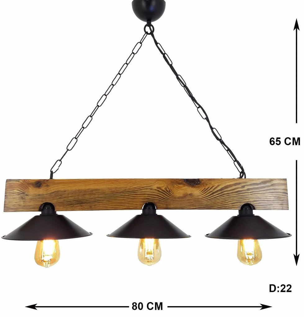 Chandelier Sapka – Walnut Black – 80 x 22 x 65 cm