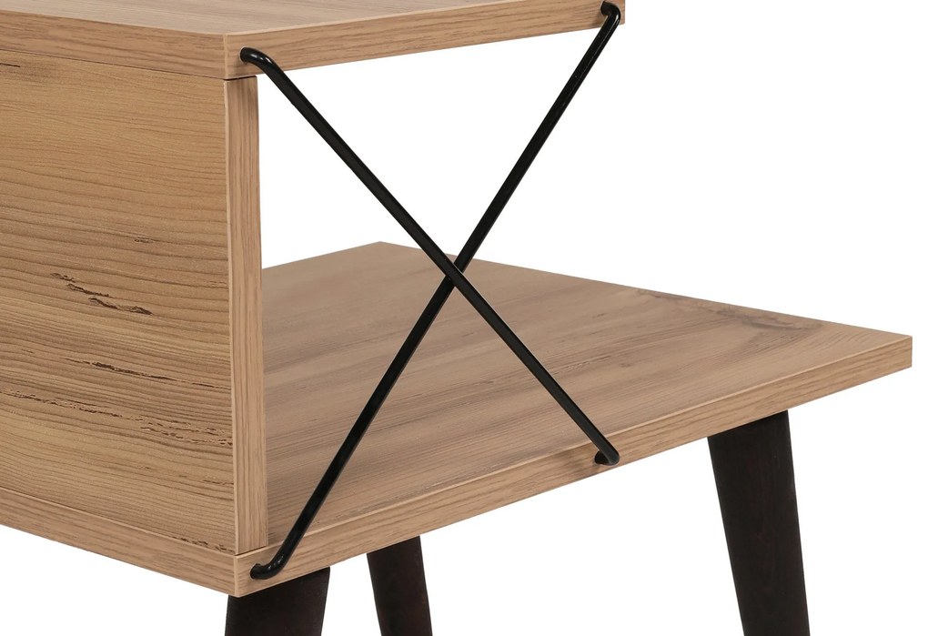 Mesa de Cabeceira "Cross" – Pinho e Faia - 50x40x55 cm – Design Modern