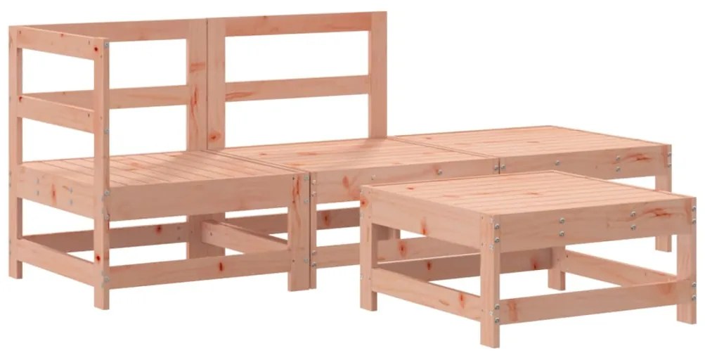 4 pcs conj. lounge jardim com almofadões madeira douglas maciça