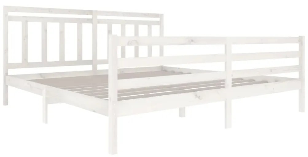 Estrutura de cama 200x200 cm madeira maciça branco