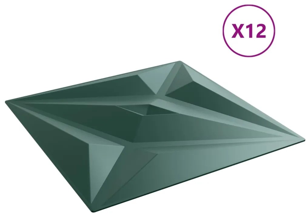 Painéis de parede 12 pcs 50x50 cm 3m² XPS estrela verde