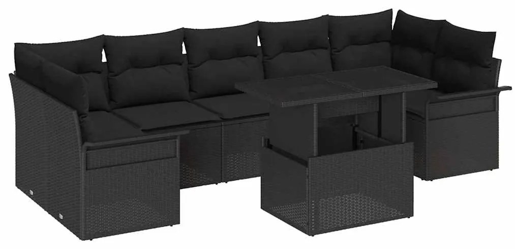 Conjunto de Sofá de Jardim de 8 Peças com Almofadas em Rattan Poliéste