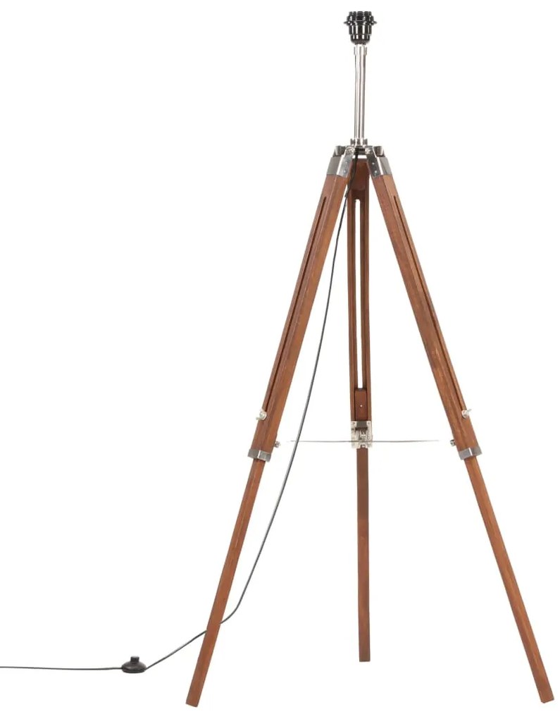 Candeeiro de chão tripé 141 cm teca maciça castanho mel/branco