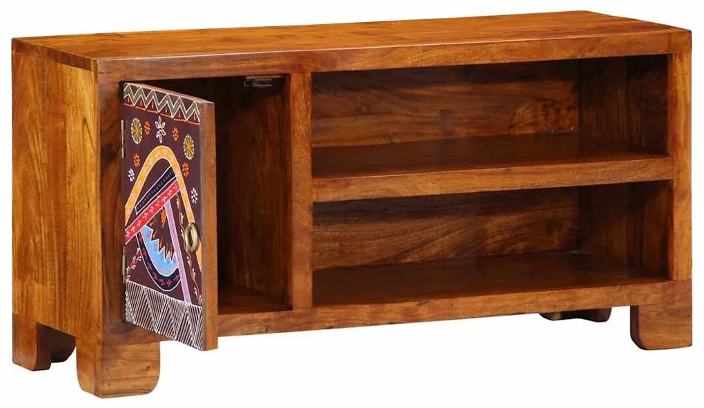 Móvel de TV multicor 90x30x45 cm madeira de acácia maciça
