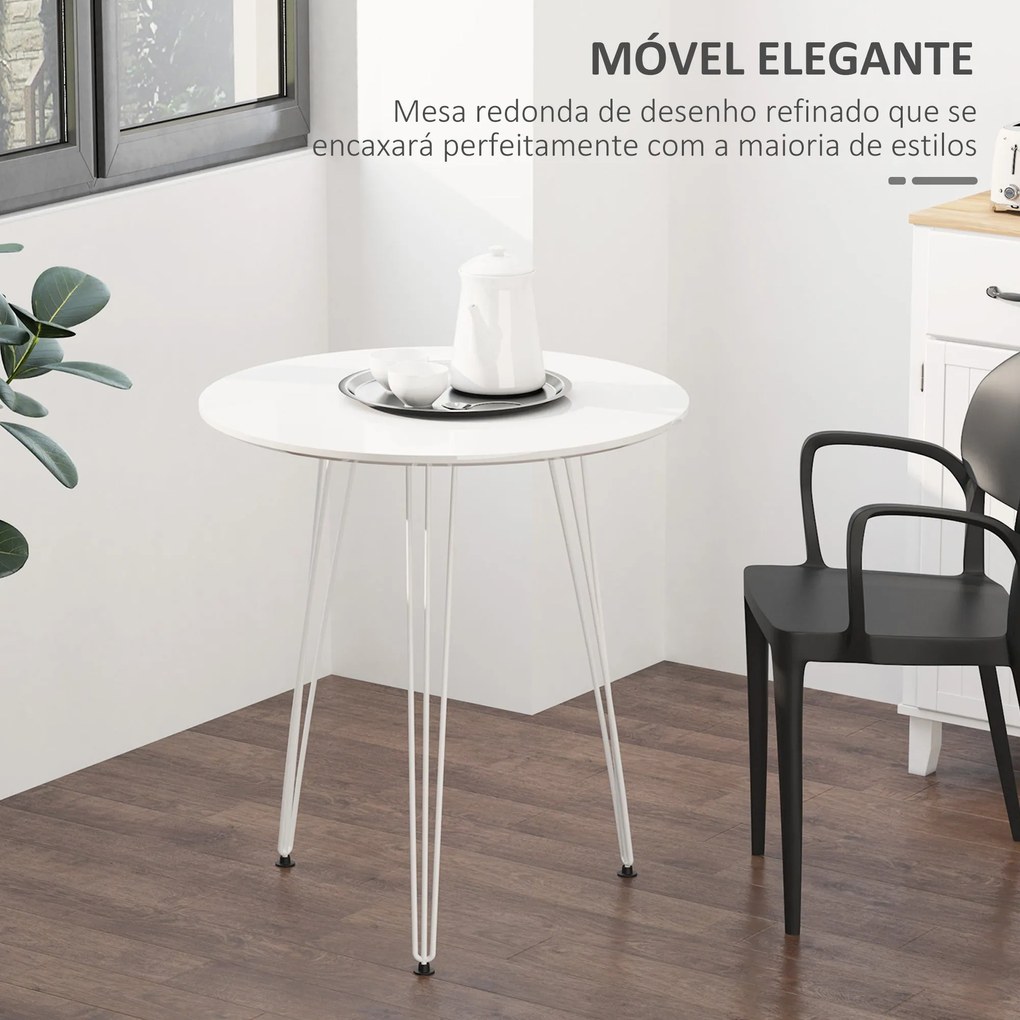 Mesa de Sala de Jantar Redonda com Pés em Forma de Garfo Metálicos Est