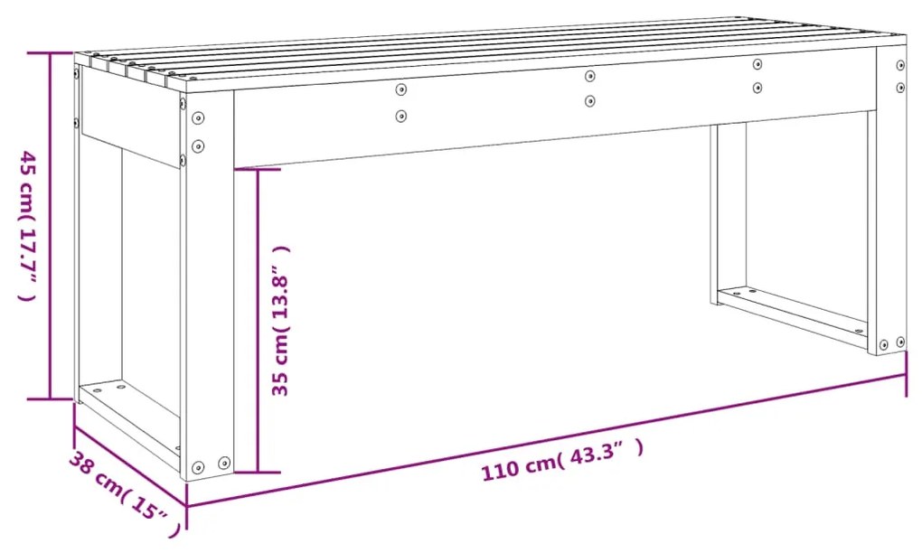 Banco de jardim 110x38x45 cm madeira de pinho maciça