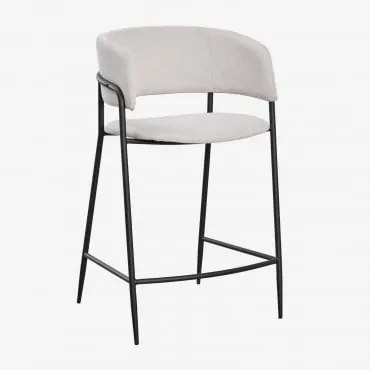 Pacote De 4 Bancos Altos Estofados Nalon ↑65 Cm & Negro & Tecido Branco Quebrado - Sklum