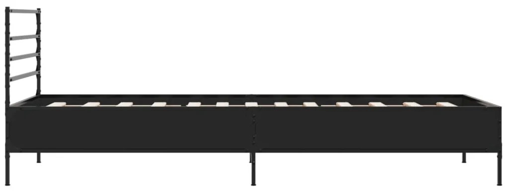 Estrutura de cama 75x190 cm derivados de madeira e metal preto