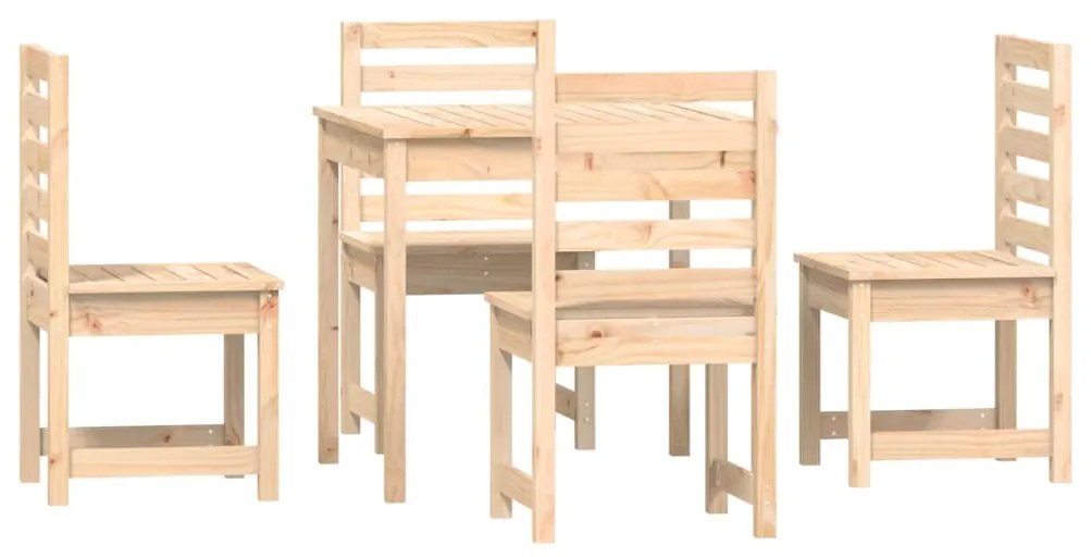 5 pcs conjunto de jantar p/ jardim madeira de pinho maciça
