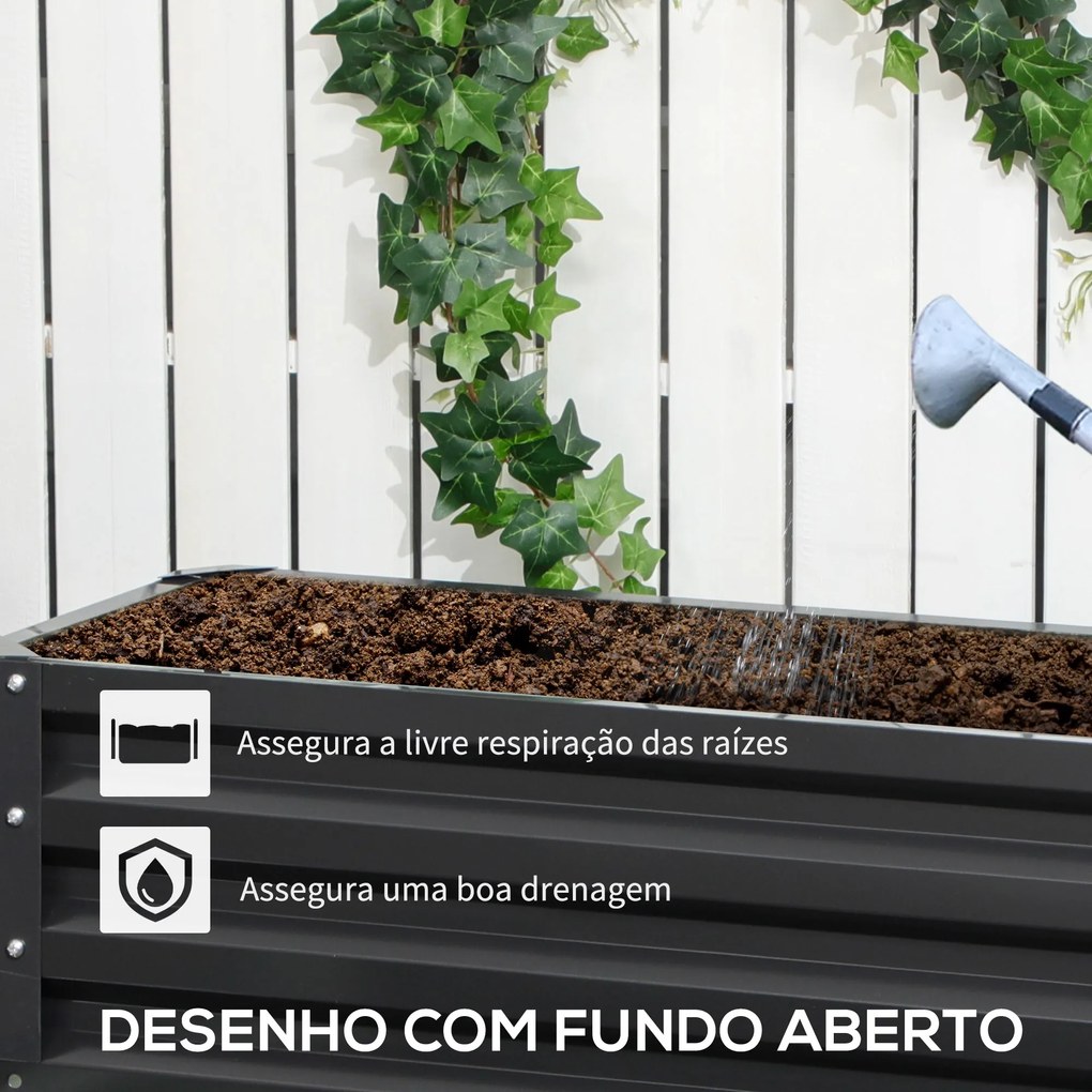 Caixa de Plantio de 2 Níveis Floreira Exterior de Aço com Desenho de E