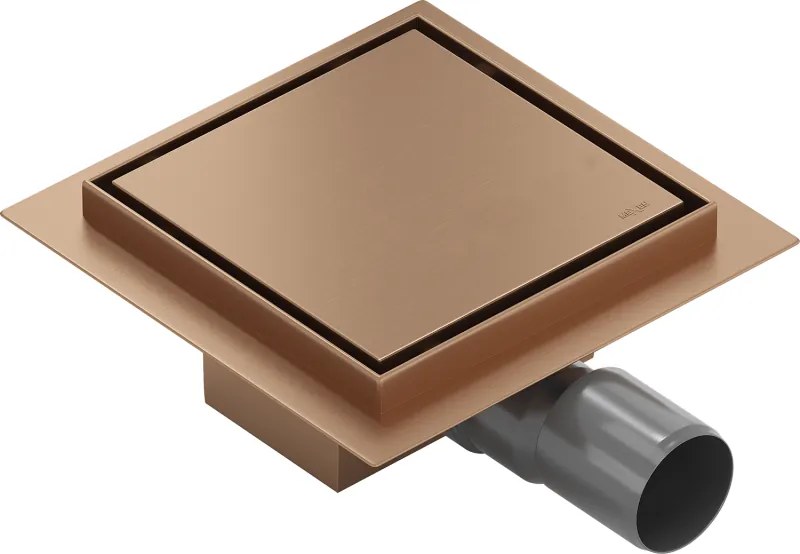 Mexen Flat-Q Ralo quadrado de chão M13 12 x 12 cm, cobre escovado - 1C10012