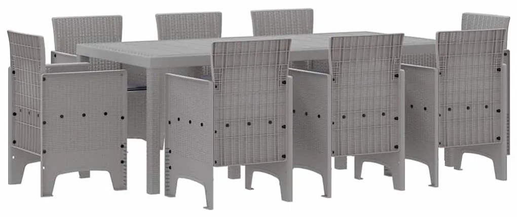 Conjunto de Jantar de Jardim 9 pcs Cinzento-claro Rattan / Vime