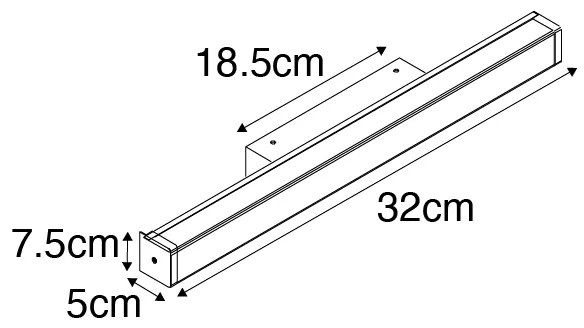 Candeeiro de parede para casa de banho em latão 32 cm com LED IP44 - Cascada Moderno