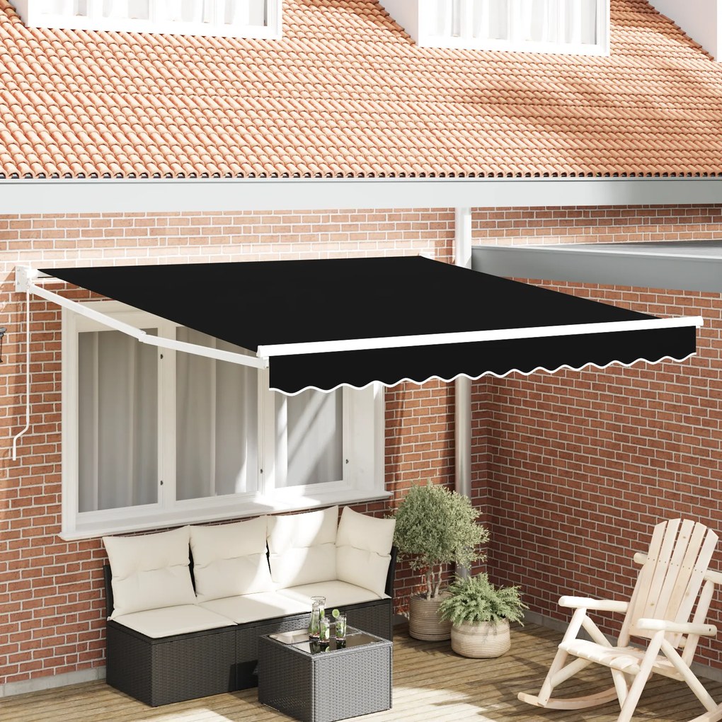 Toldo Retrátil Manual vidaXL Preto 300x250 cm