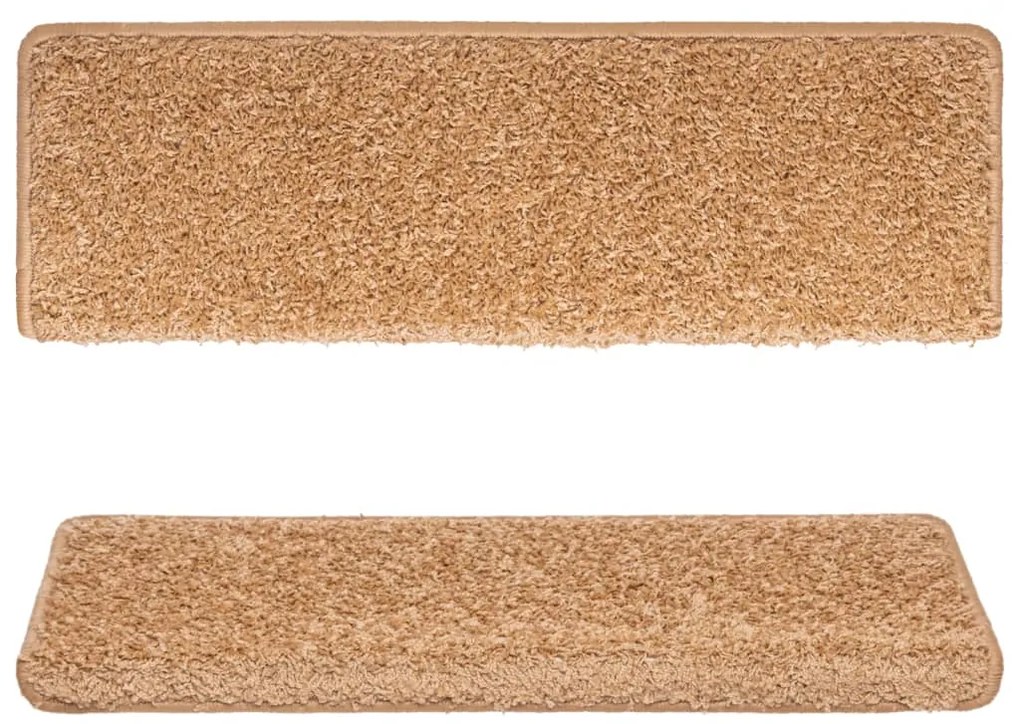 Tapete/carpete para degraus 15 pcs 65x21x4 cm bege
