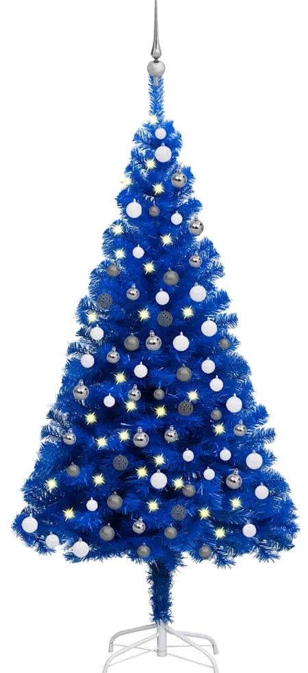 Árvore Natal artificial pré-iluminada c/ bolas 180cm PVC azul