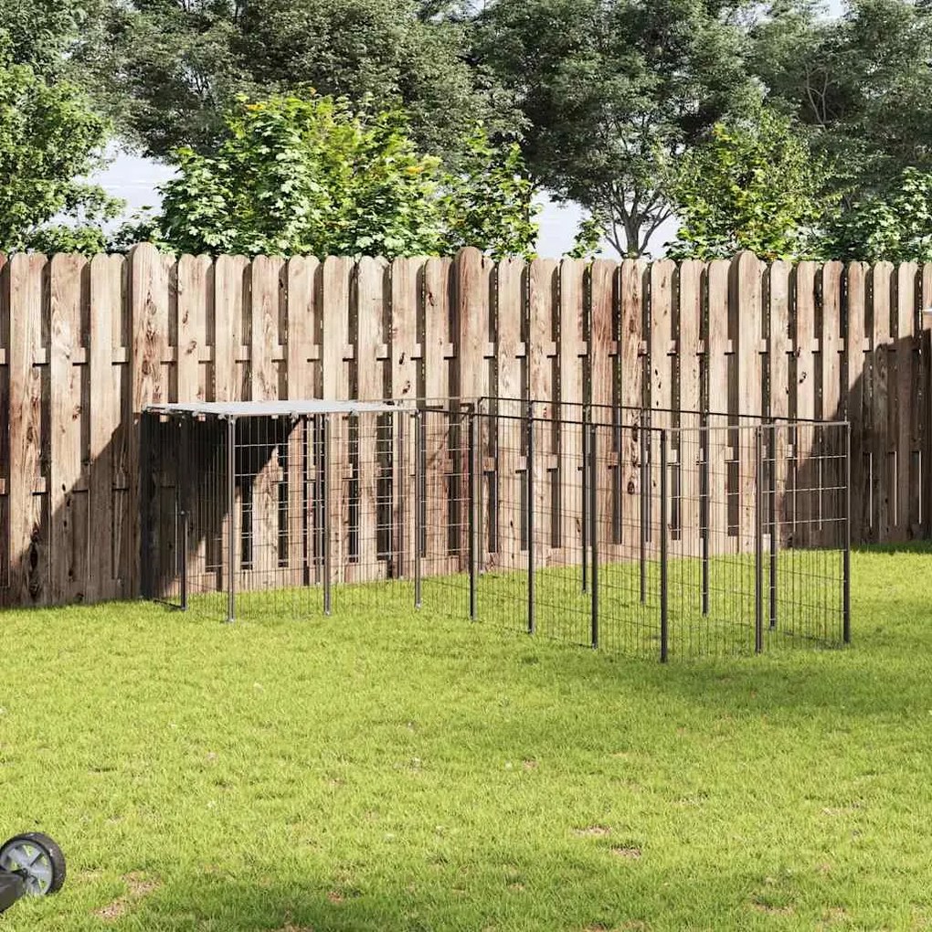 vidaXL Canil 8,47 m² aço preto