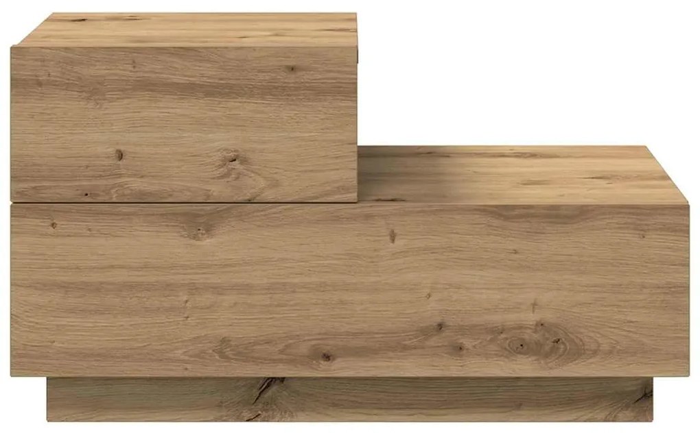 Mesa de Cabeceira vidaXL com Luzes LED Carvalho Artesanal 100x36x49 cm