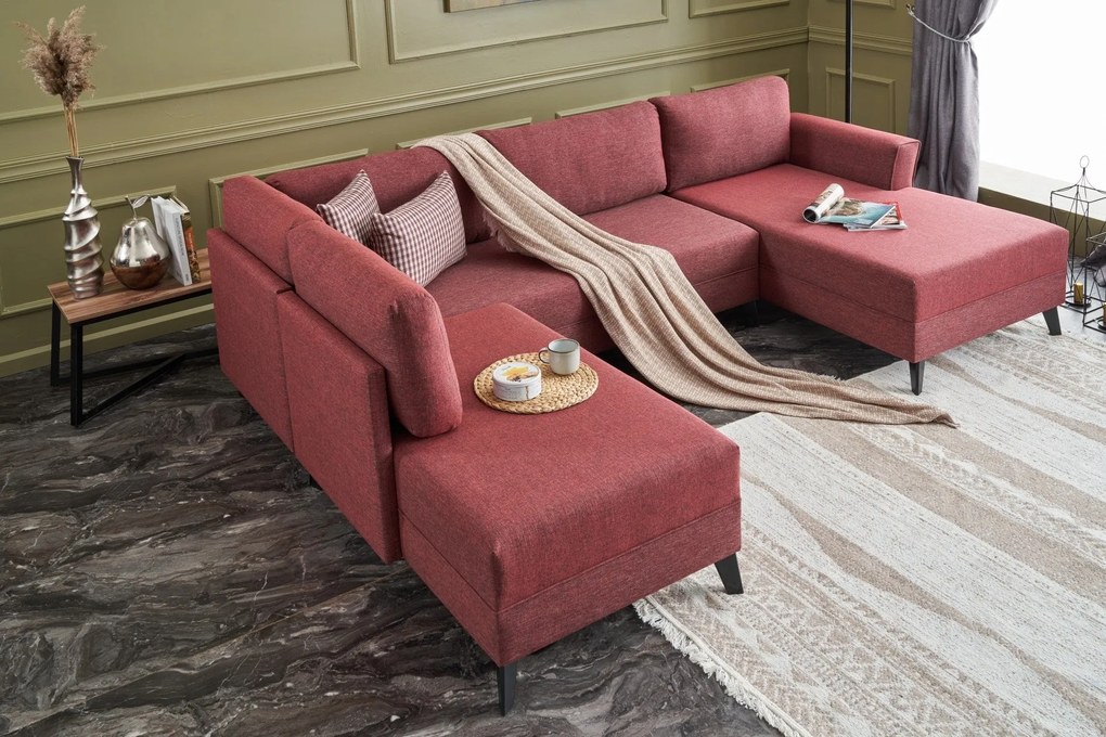 Sofá-Cama de Canto Eris – Vermelho Claret – 300x78x202 cm