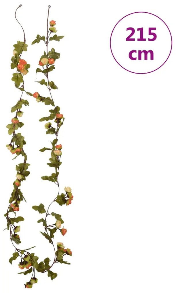 Grinaldas de flores de Natal 6 pcs 215 cm vermelho pôr-do-sol