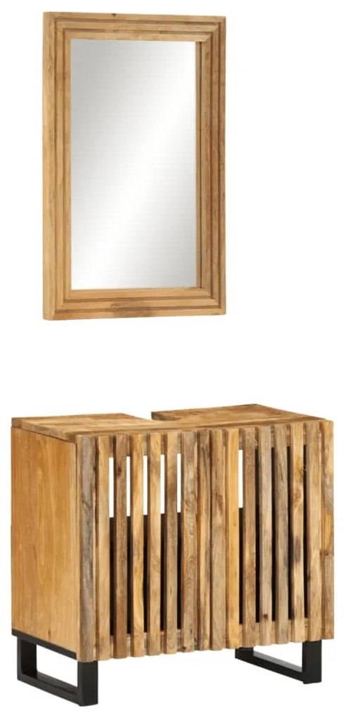 vidaXL 2 pcs conj. móveis p/ casa de banho mangueira áspera maciça
