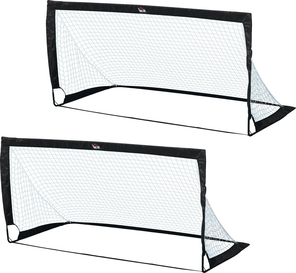 Balizas de Futebol Dobráveis para Crianças e Adultos com Saco de Transporte para Exterior Treino 183x90x90 cm Preto