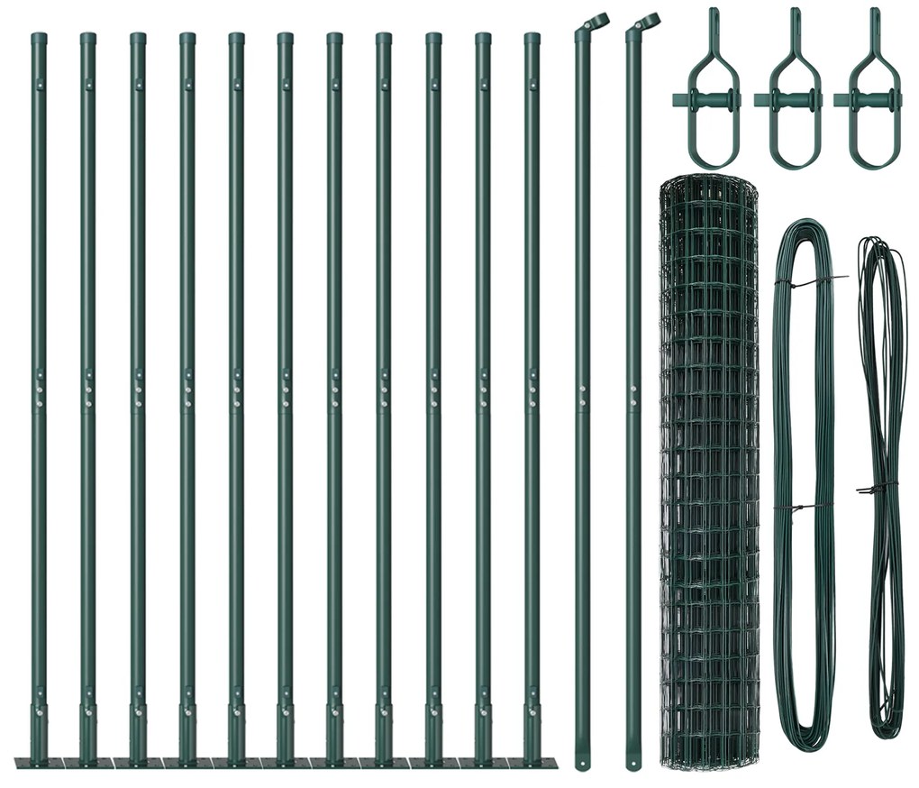 Cerca Euro com 13 Postes Flangeados 1.2x25 m Aço Galvanizado