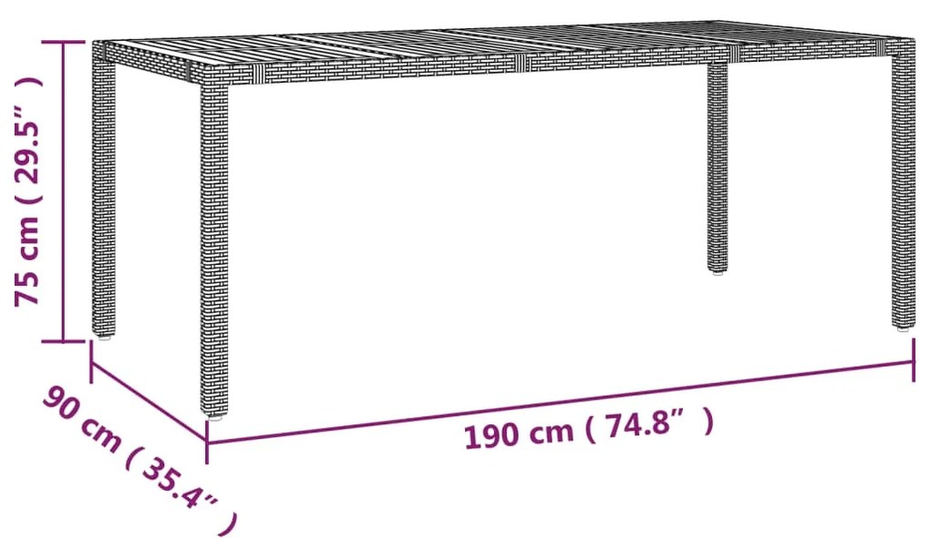 7 pcs conjunto de jantar p/ jardim c/ almofadões vime PE preto