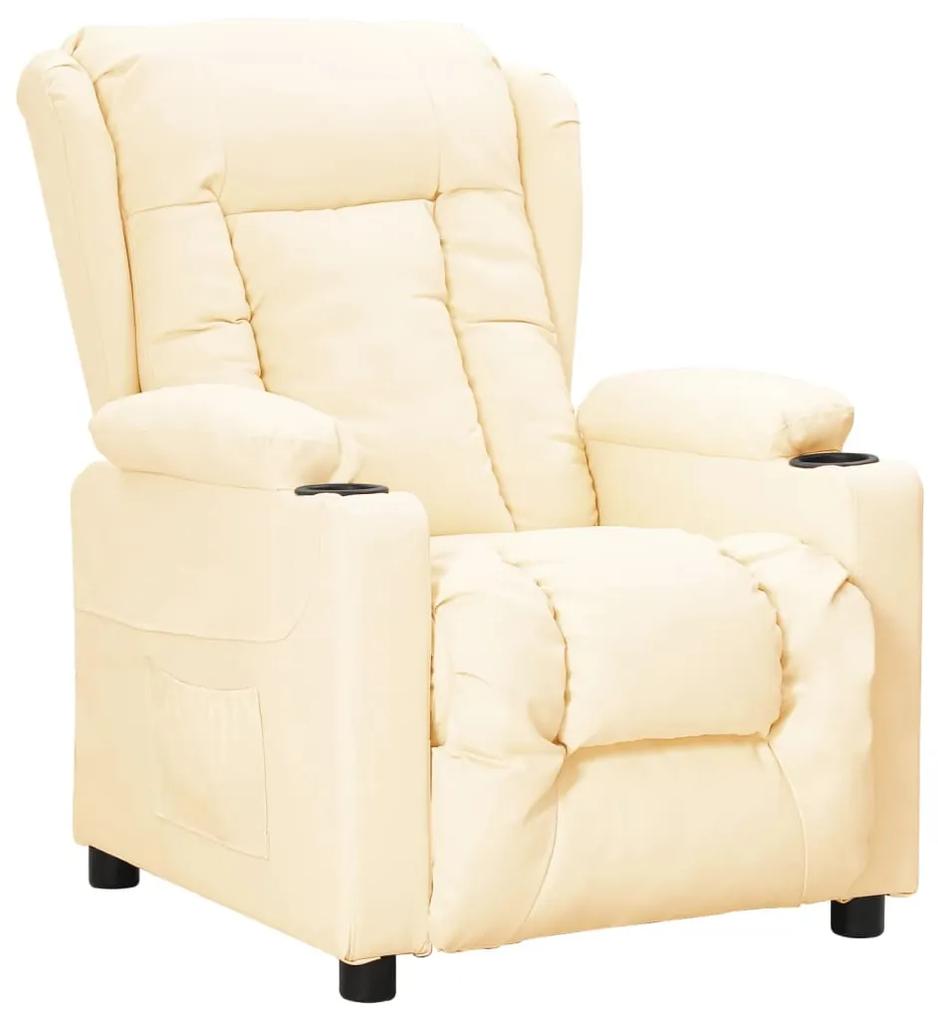 339071 vidaXL Cadeira reclinável couro artificial cor creme