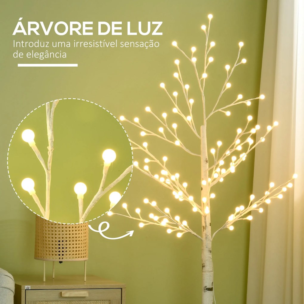 Árvore Sintética Altura 150cm com 120 Luzes LED IP44 Ajustável em 3 Mo