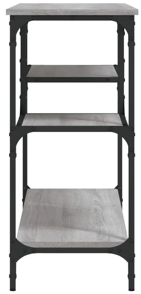 Mesa consola c/ prateleiras 100x35x75 cm cinzento sonoma