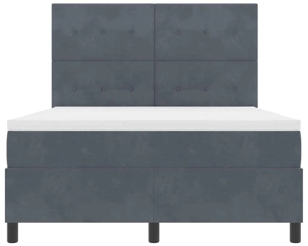 Cama Box com Colchão &amp; LED VidaXL Cinza Escuro 140x200 cm Veludo