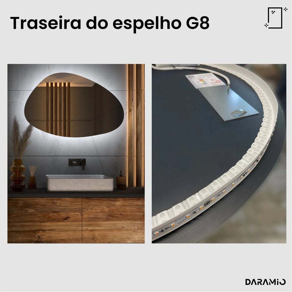 Espelho com luz em forma de seixo G8