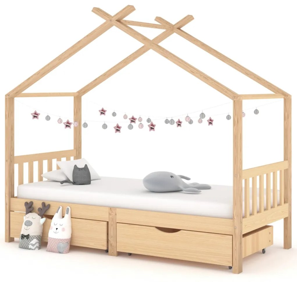 Estrutura de cama p/ crianças c/ gavetas 90x200 cm pinho maciço