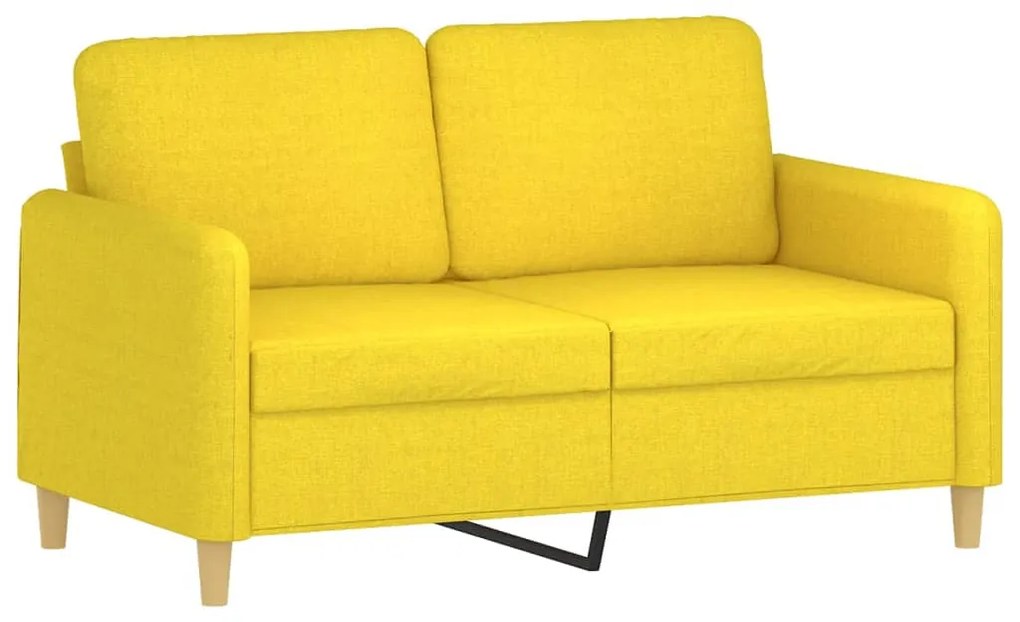 4 pcs conjunto de sofás com almofadões tecido amarelo-claro