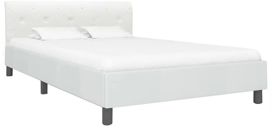 Estrutura de cama 140x200 cm couro artificial branco